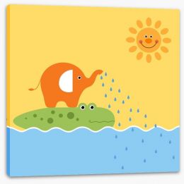 Elephant and croc Stretched Canvas 60138101