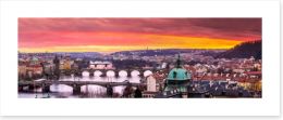Bridges of Prague sunset panoramic Art Print 60176705