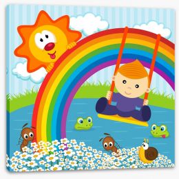 On the rainbow swing Stretched Canvas 60211399