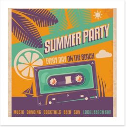 Retro beach party Art Print 60367464