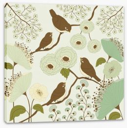 Vintage birds on a branch Stretched Canvas 60432028