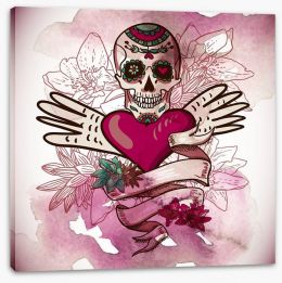 Sugar skull with flowers Stretched Canvas 60486503
