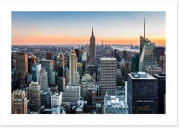New York skyline at sunset Art Print 60595305