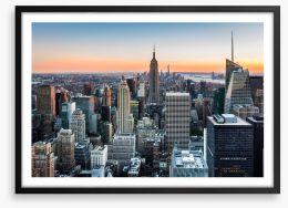 New York skyline at sunset Framed Art Print 60595305