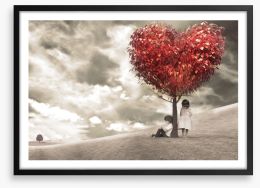 Children under love-heart tree Framed Art Print 60828783