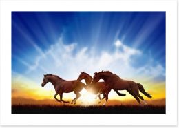 Galloping horse sunbeam Art Print 60981945
