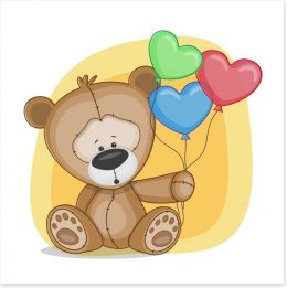 Bear with heart balloons Art Print 61469033