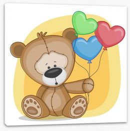Bear with heart balloons Stretched Canvas 61469033
