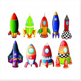 Colourful rockets Art Print 61525825