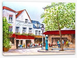 Cafes in the village square Stretched Canvas 61820304