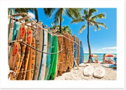 Surfboards at Waikiki Beach Art Print 61845643