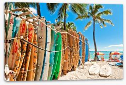 Surfboards at Waikiki Beach Stretched Canvas 61845643