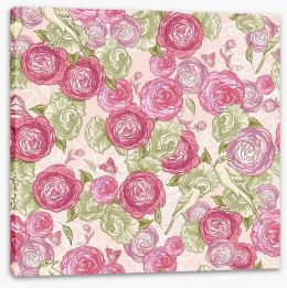 Vintages roses and birds Stretched Canvas 62059202