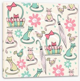 Kittens and flowers Stretched Canvas 62392513