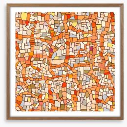 Marble orange mosaic Framed Art Print 62411100
