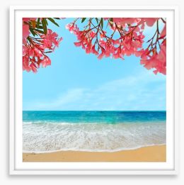 Oleanders on the beach Framed Art Print 62577159