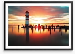 Lighthouse sunrise Framed Art Print 62630817