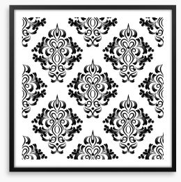 Black and white damask Framed Art Print 62682829