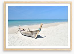 Longtail boat on the beach Framed Art Print 62876585