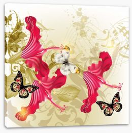 Hibiscus and butterflies Stretched Canvas 62913517