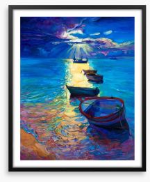 Moonlight boats Framed Art Print 62963289