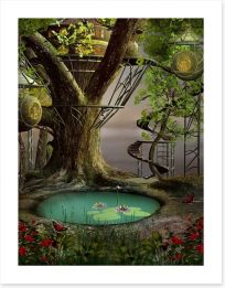 Mystic pond treehouse Art Print 63235821