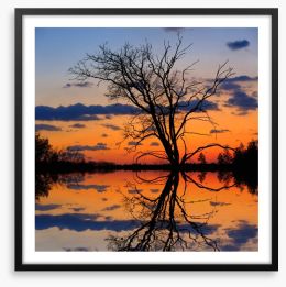 Sunset tree silhouette Framed Art Print 63246865