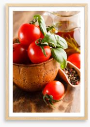 Tomatoes and basil Framed Art Print 63298875