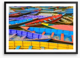 Colourful rowing boats Framed Art Print 63302573