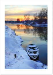Winter sunset on the river Art Print 63656926