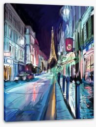 Rainy night in Paris Stretched Canvas 63801695
