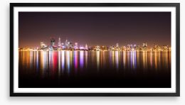 Perth night skyline panorama Framed Art Print 64246733