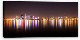 Perth night skyline panorama Stretched Canvas 64246733