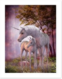 Unicorn foal and mum Art Print 64870422