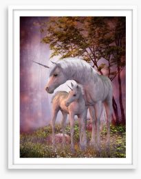 Unicorn foal and mum Framed Art Print 64870422
