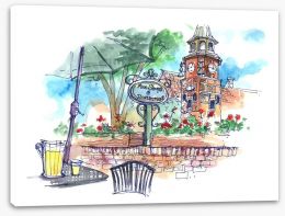 Cafe by the church Stretched Canvas 65087204