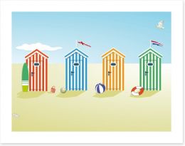 Colourful beach huts Art Print 65497047