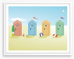 Colourful beach huts Framed Art Print 65497047