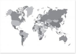 World map shades of grey Art Print 65516581