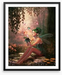 Forest nymph with butterflies Framed Art Print 65641113
