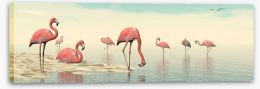 Pink flamingo flock Stretched Canvas 65721259