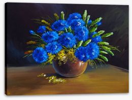 Blue wildflower bouquet Stretched Canvas 66105575