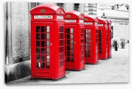 Red phone box row Stretched Canvas 66124268
