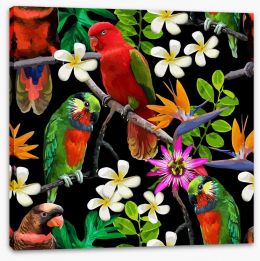 Exotic birds and frangipani Stretched Canvas 66434513