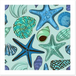 Seashells and starfish Art Print 66923069