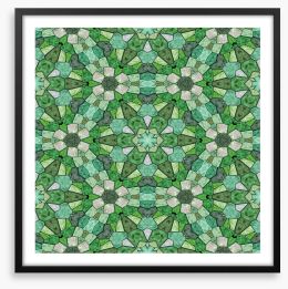 Kaleidoscope greens Framed Art Print 68088724
