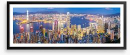 Hong Kong skyline at dusk Framed Art Print 69031785