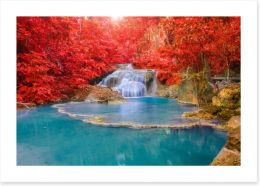 Autumn at Erawan waterfall Art Print 69112307