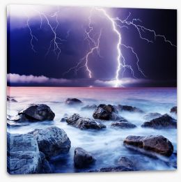 Thunderstorm over the ocean Stretched Canvas 69968944