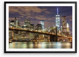 Brooklyn Bridge and downtown Framed Art Print 70432448
